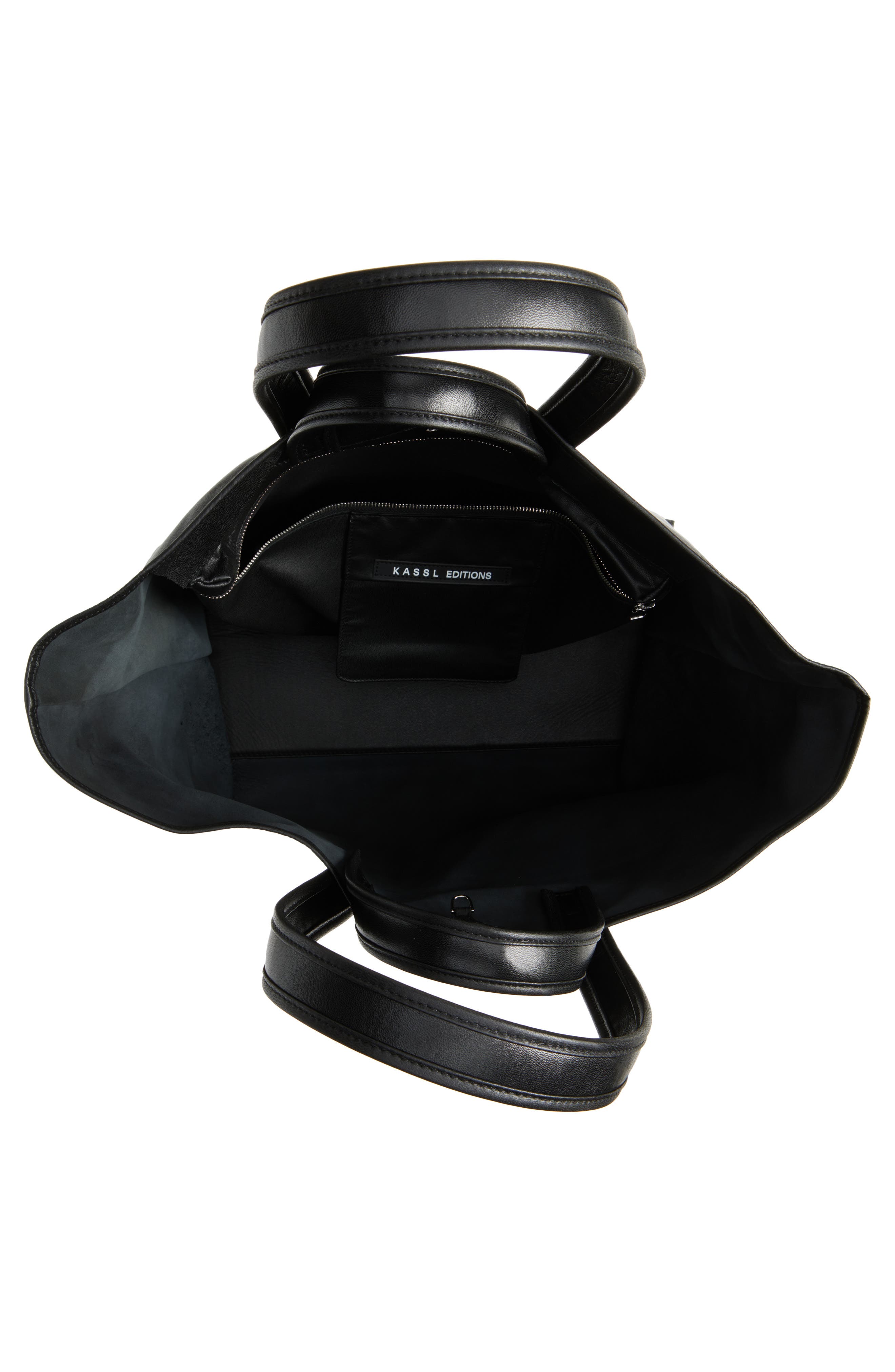 KASSL Leather Tote, Alternate, color, Black/ Oil Black