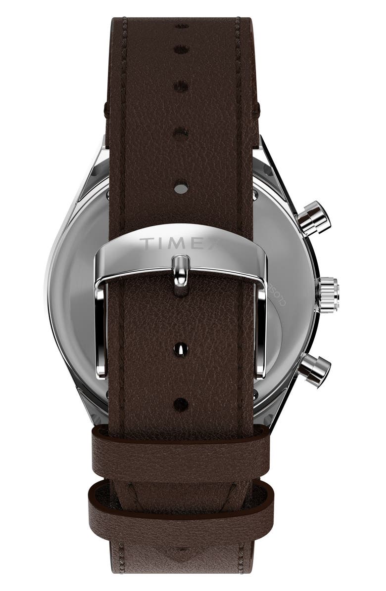 Timex<sup>®</sup> Q Timex Chronograph Leather Strap Watch, 40mm, Alternate, color,
