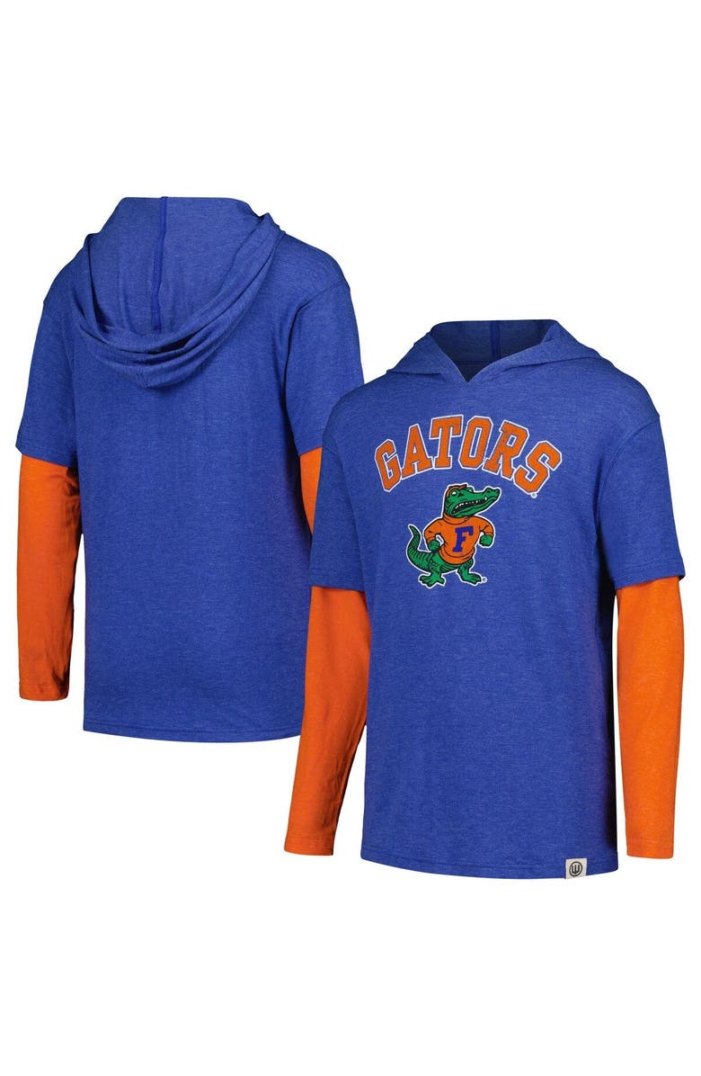 Wes & Willy Youth Wes & Willy Royal Florida Gators Tri-Blend Long Sleeve Hoodie T-Shirt, Main, color, 