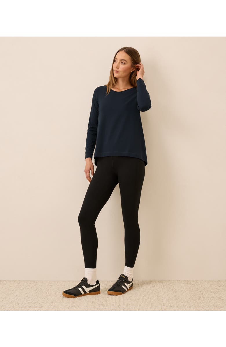 Pact Luxe Stretch Jersey Swing Long Sleeve Tee, Alternate, color, Midnight Blue