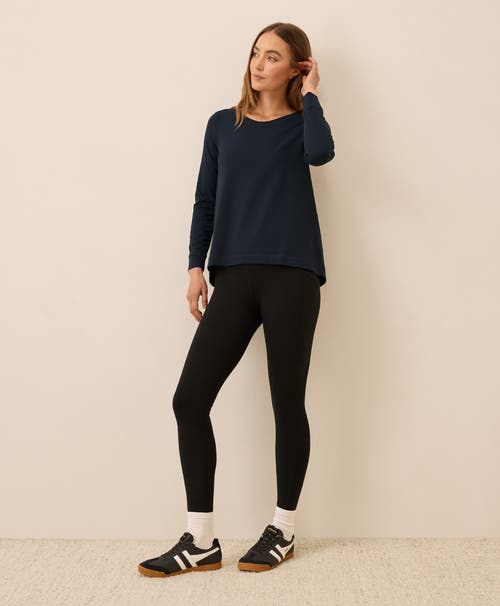 Pact Luxe Stretch Jersey Swing Long Sleeve Tee In Blue