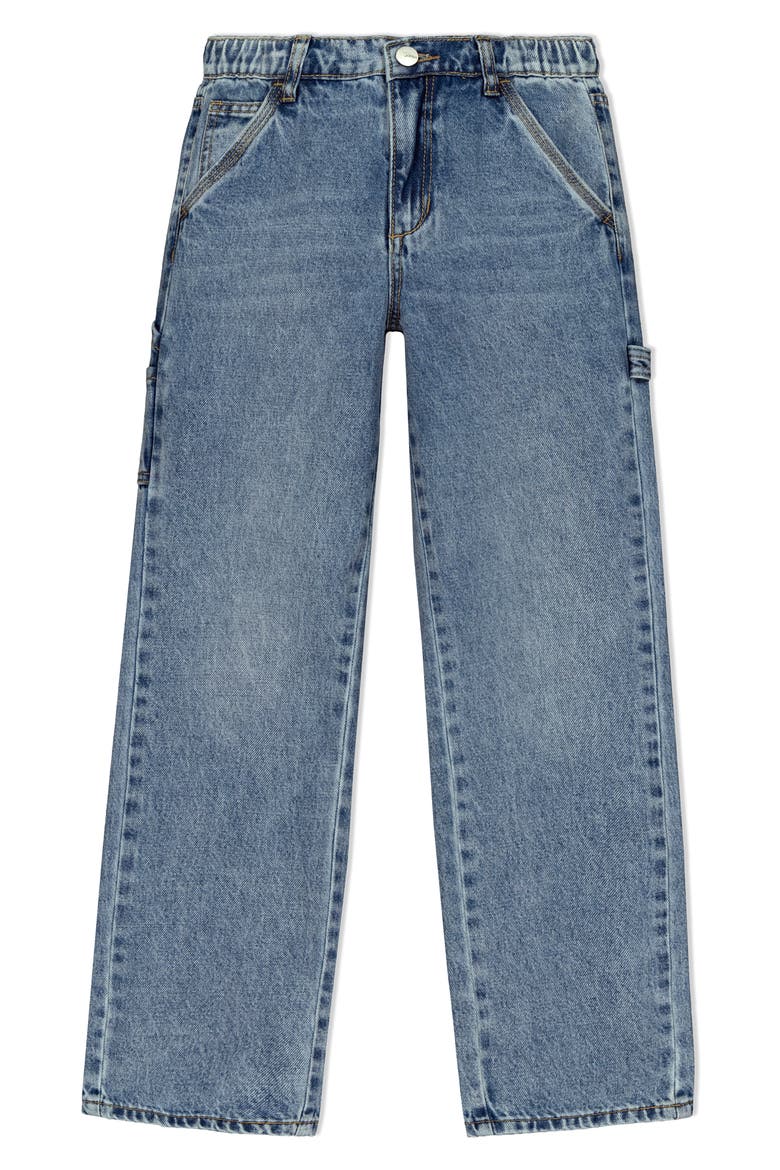 Kids' Rebel Relaxed Straight Leg Jeans, Main, color, MED WASH