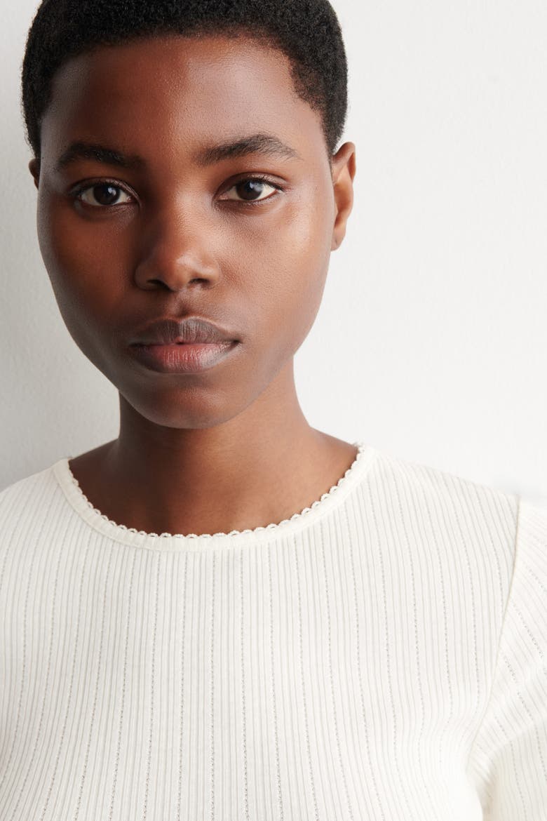 Pointelle-Knit T-Shirt, Alternate, color, IVORY