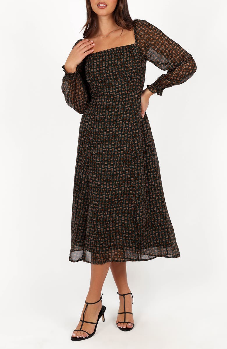Petal & Pup Ettie Long Sleeve Midi Dress, Main, color, 