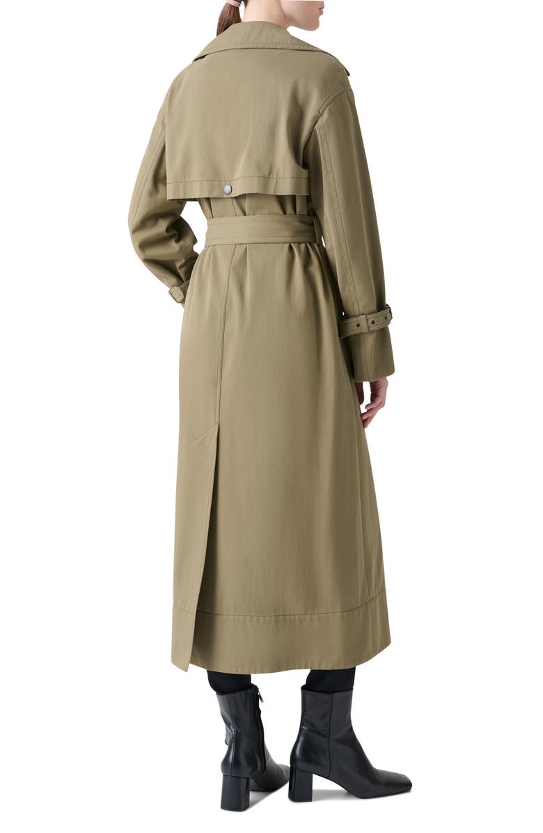 Akris punto Double Breasted Cotton Gabardine Trench Coat, Alternate, color, Khaki