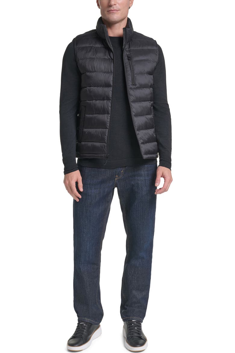 Quilted Zip Front Vest, Alternate, color, BLACK