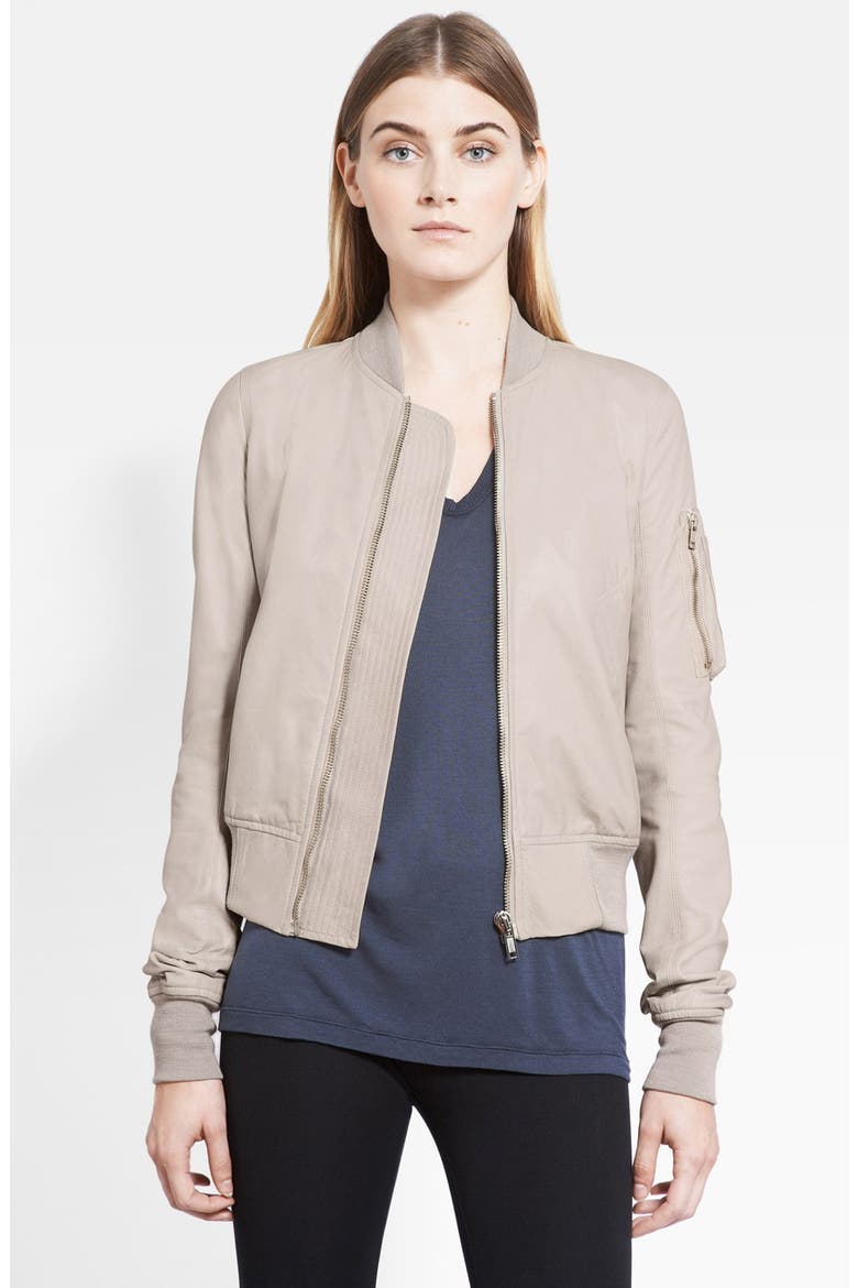 Leather Bomber Jacket, Alternate, color, PEARL