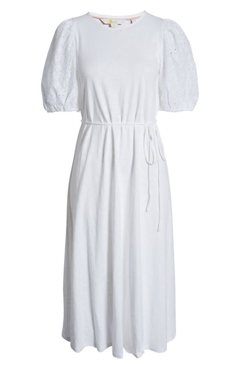 Boden Broderie Puff Sleeve Cotton Jersey Midi Dress, Alternate, color, 