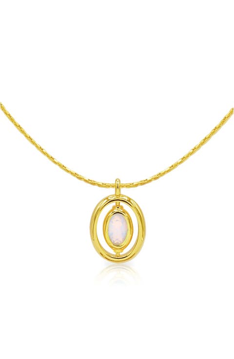 Oval Birthstone Pendant Necklace