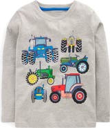 Mini Boden Kids' Tractor Long Sleeve Cotton Graphic T-Shirt