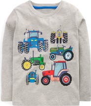 Mini Boden Kids' Tractor Long Sleeve Cotton Graphic T-Shirt