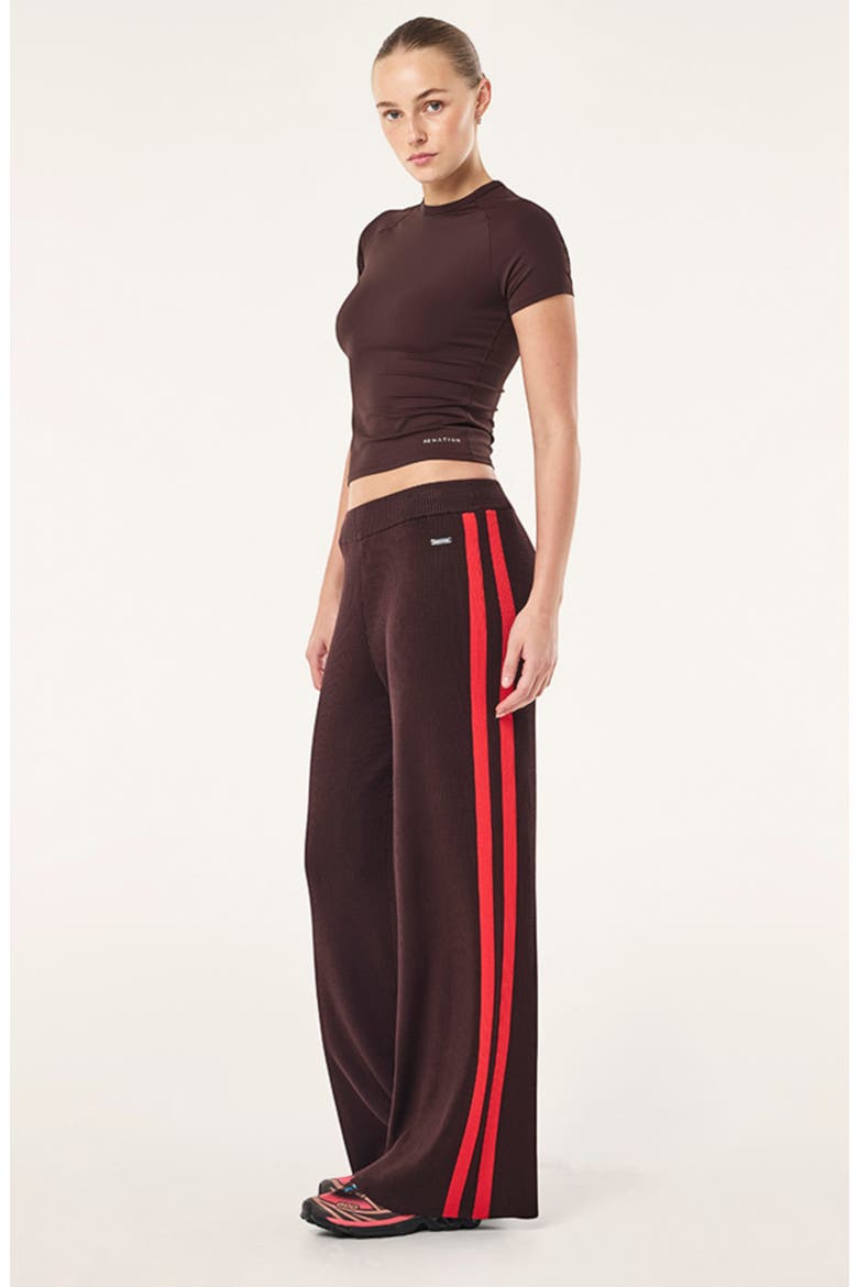 Solar Wide Leg Rib Knit Pants, Alternate, color, DARK PLUM