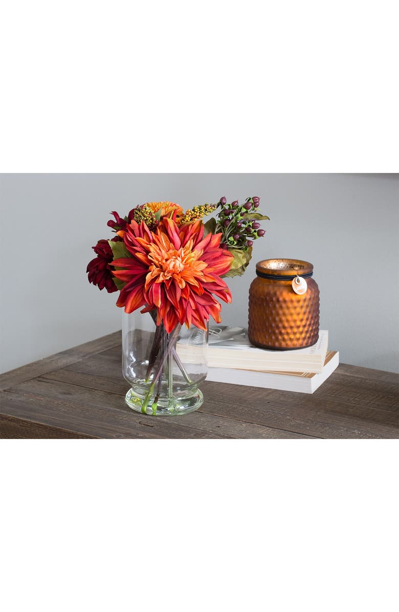NEARLY NATURAL Orange Dahlia & Mum with Vase Arrangement, Main, color, 