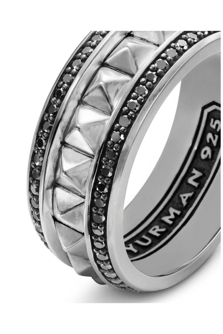 Pyramid Band Ring with Pavé Black Diamonds, Alternate, color, SILVER PAVE