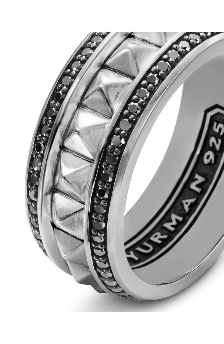 David Yurman Pyramid Band Ring with Pavé Black Diamonds, Alternate, color,