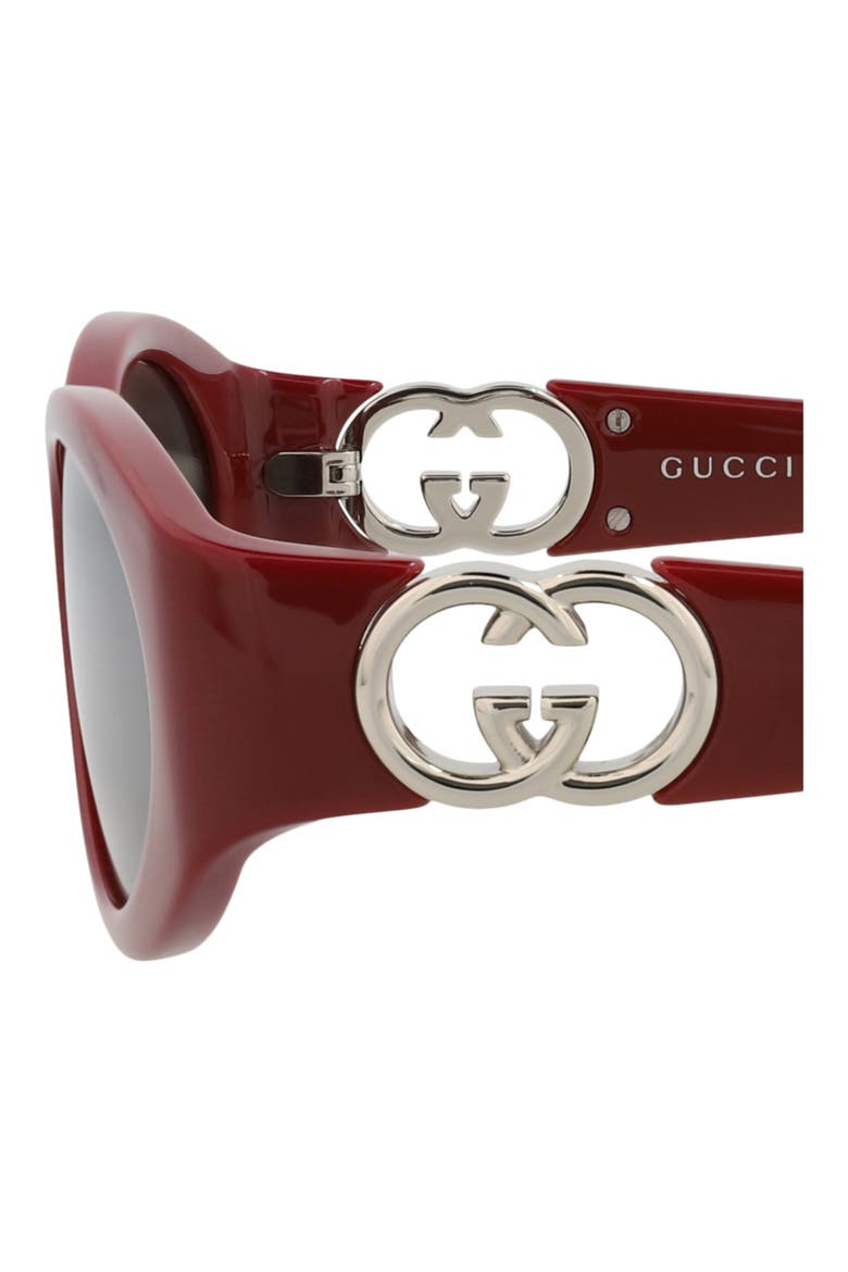 56mm Oval Sunglasses, Alternate, color, BURGUNDY BURGUNDY GREY
