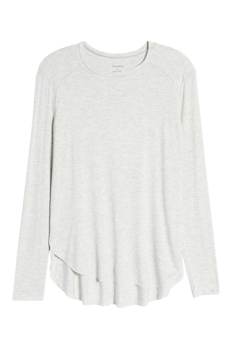 Long Sleeve Shirttail Hem Shirt, Alternate, color, GREY LIGHT HEATHER