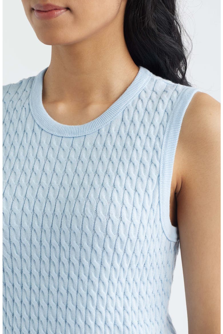 Cable Stitch Cotton Sweater Tank, Alternate, color, SWIFT BLUE