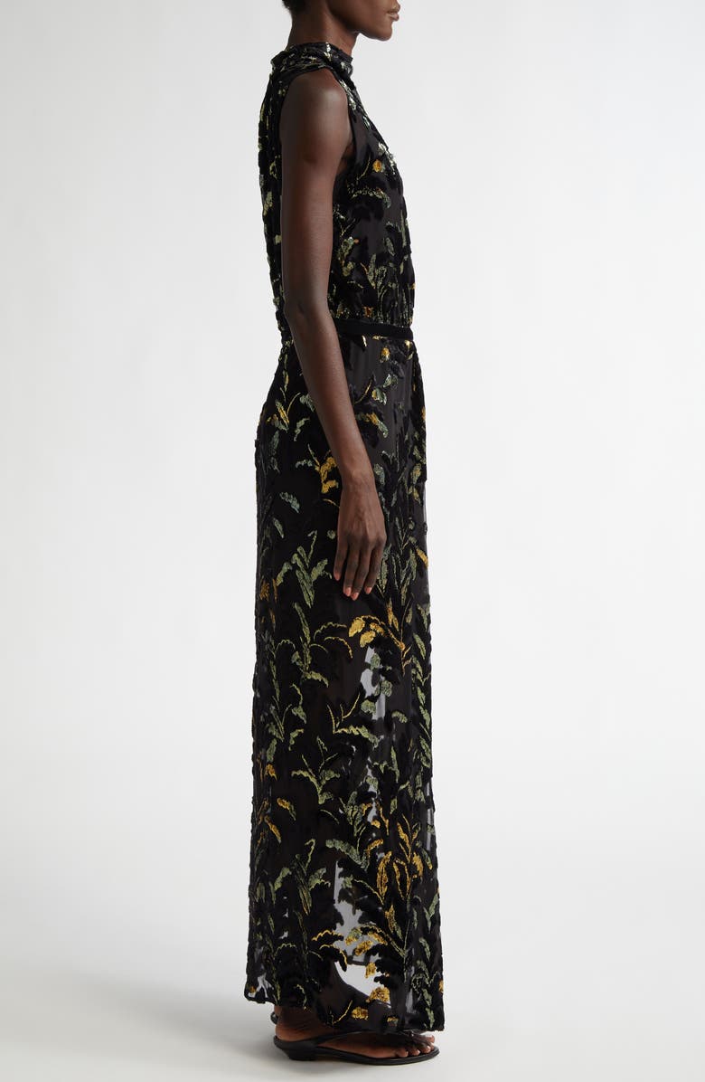 Johanna Ortiz Fancy Sea Burnout Velvet Silk Chiffon Maxi Dress, Alternate, color, 