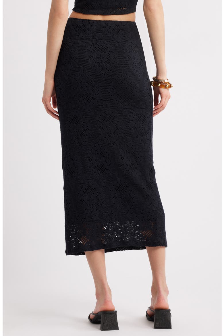 Lace Midi Skirt, Alternate, color, BLACK