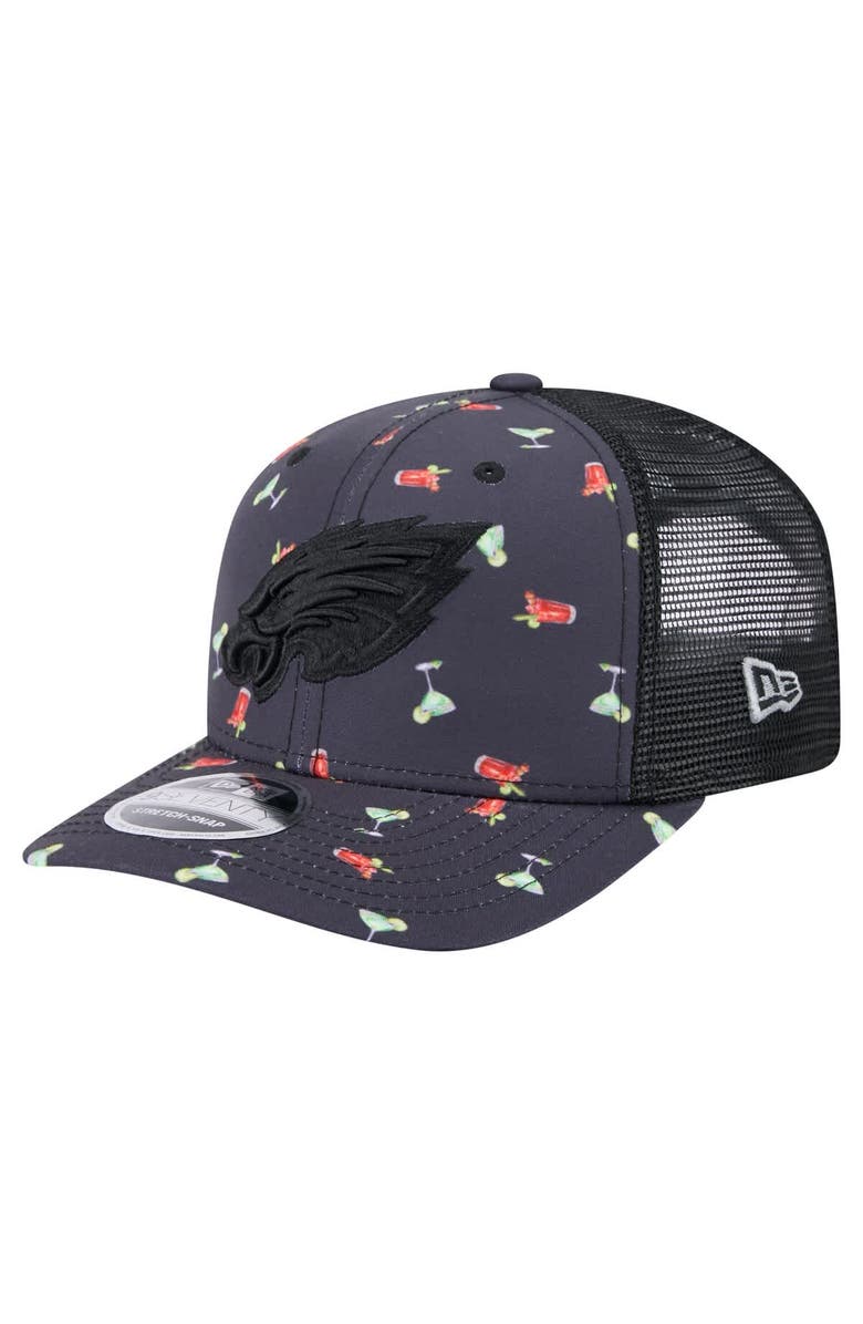 New Era Men's New Era Navy/Black Philadelphia Eagles Adventure Drinks Pattern 9SEVENTY Stretch-Snap Hat, Main, color, Navy