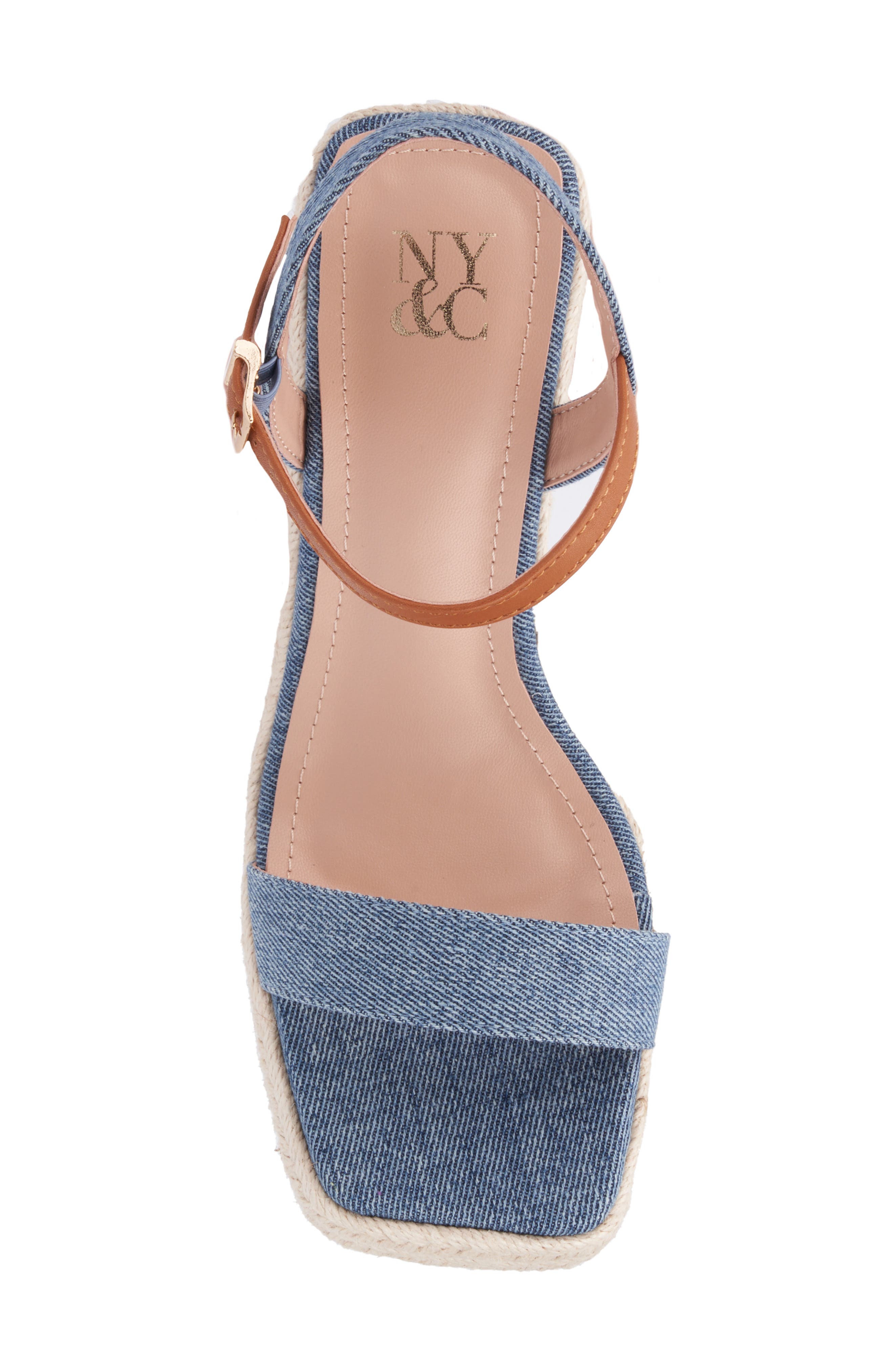 NEW YORK AND COMPANY Unita Espadrille Platform Wedge Sandal, Alternate, color, Blue/Tan