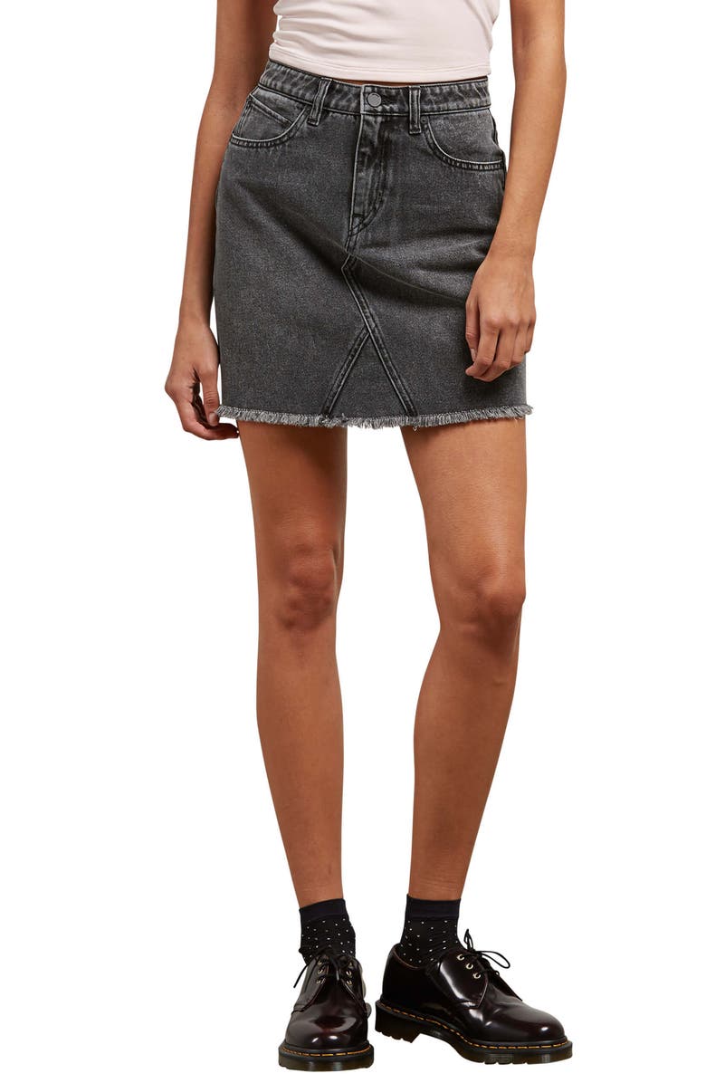Volcom Stoned Denim Skirt, Main, color, 