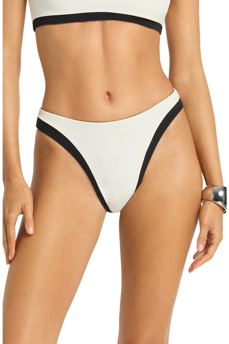 Fosca Reversible High Cut Bikini Briefs, Alternate, color, BLACK / COCONUT