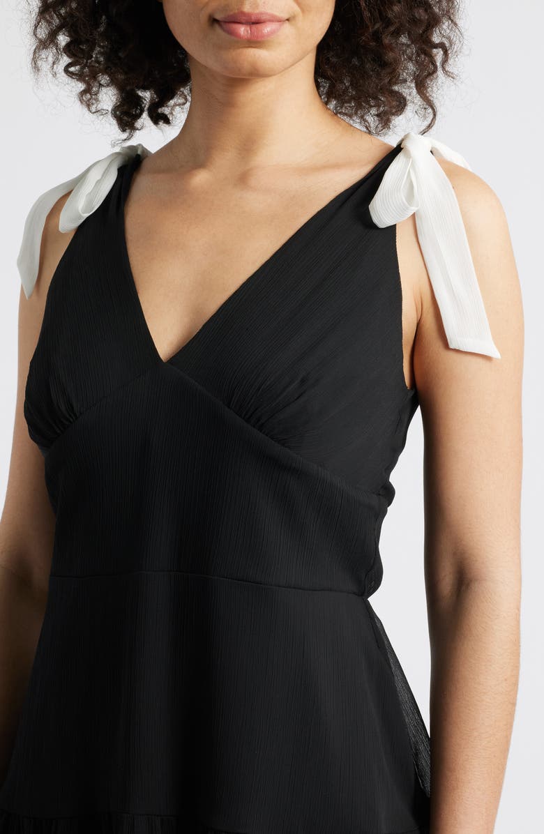 Julia Jordan Contrast Bow Detail Tiered Dress, Alternate, color, 