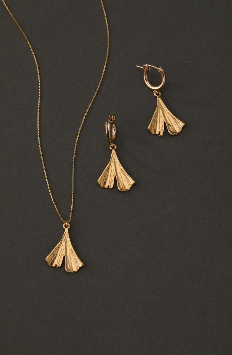 Set & Stones Camden Leaf Drop Huggie Hoop Earrings, Alternate, color, Gold