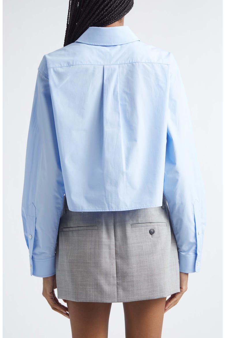 Logo Crop Cotton Button-Up Shirt, Alternate, color, OXFORD BLUE