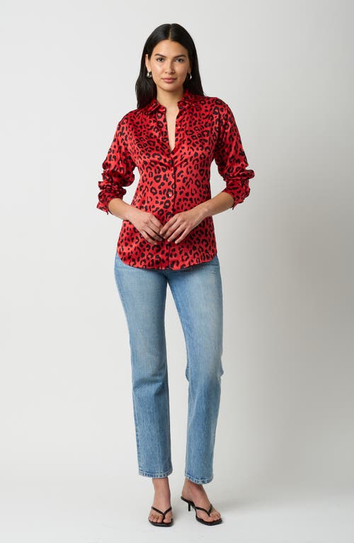 Shop Equipment Print Silk Button-up Shirt In Gazpacho And True Black