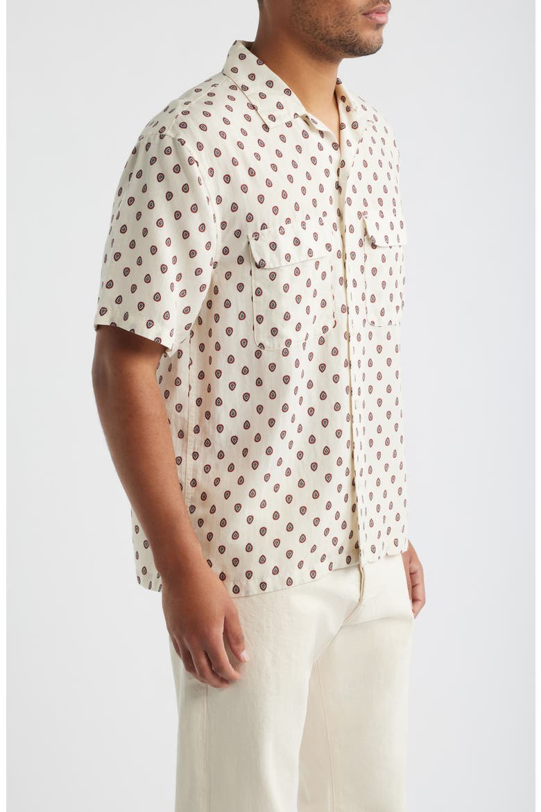 Short Sleeve Lyocell & Linen Button-Up Shirt, Alternate, color, FOULARD