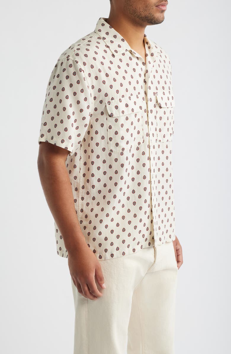 Madewell Short Sleeve Lyocell & Linen Button-Up Shirt, Alternate, color, Foulard