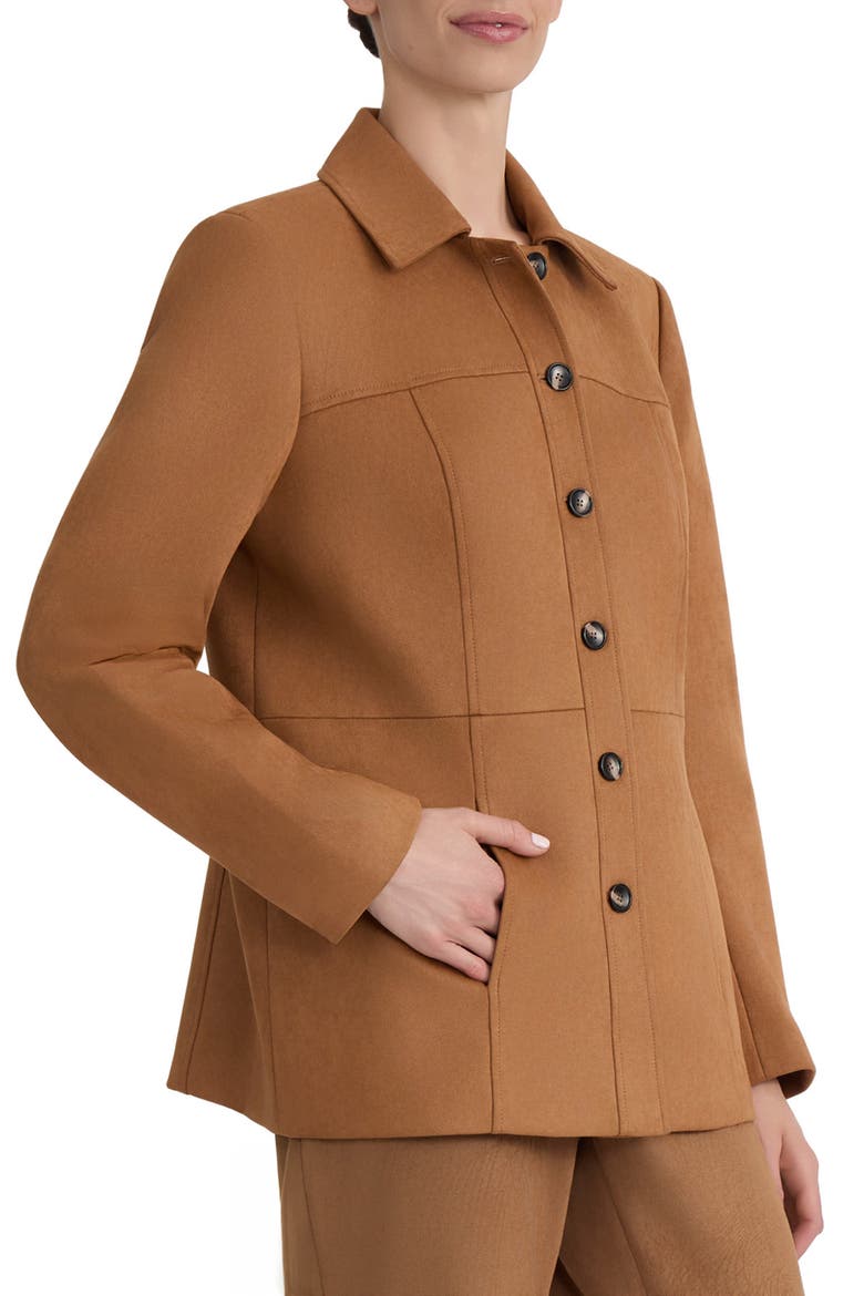 Scuba Point Collar Button Down Jacket, Alternate, color, CARAMEL