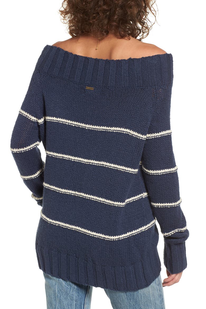 Snuggle Down Off the Shoulder Sweater, Alternate, color, DEEP INDIGO