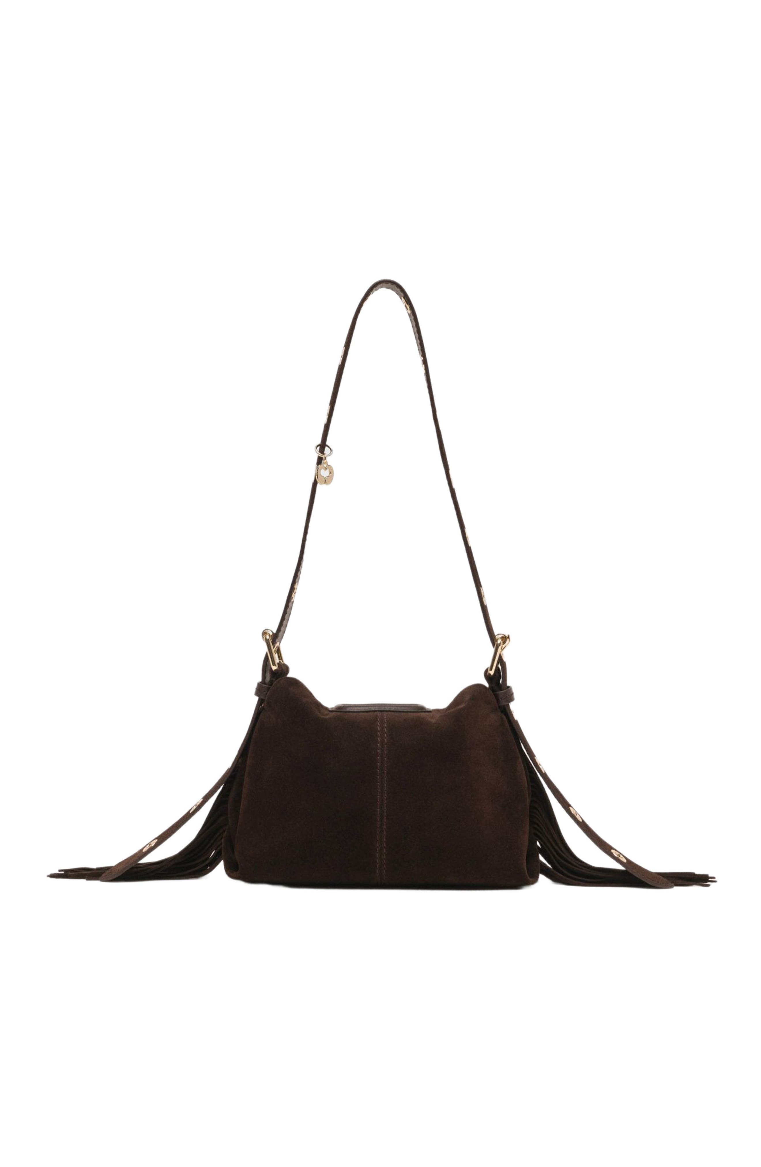 Suede leather mini Miss M bag, Alternate, color, Dark brown