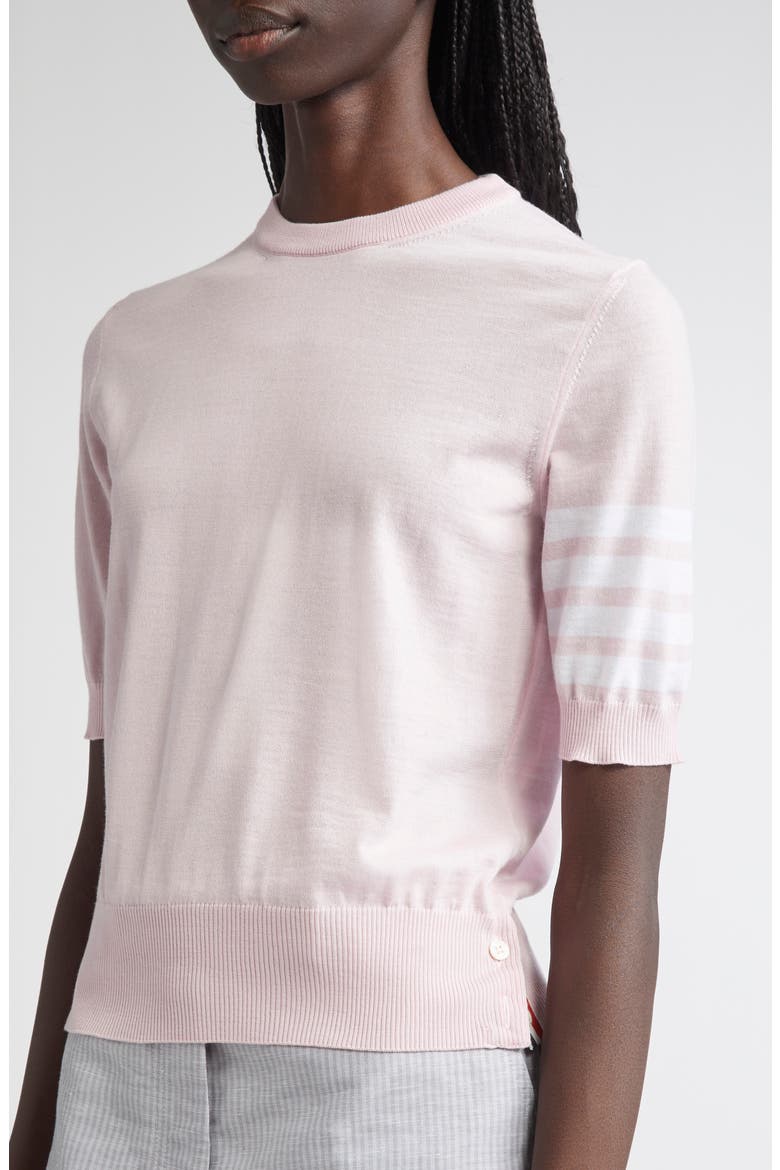 4-Bar Short Sleeve Wool Blend Sweater, Alternate, color, LIGHT PINK
