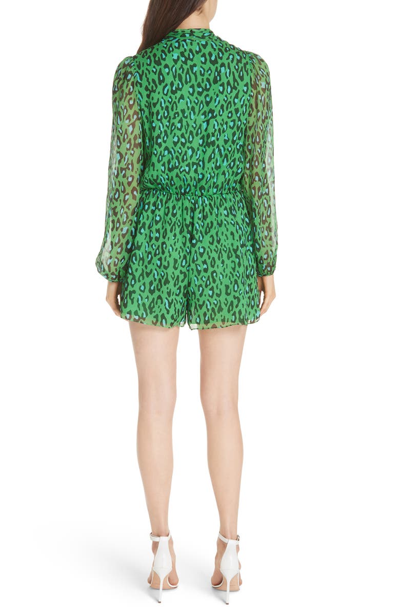 DVF Leopard Print Crinkle Silk Chiffon Romper, Alternate, color, 
