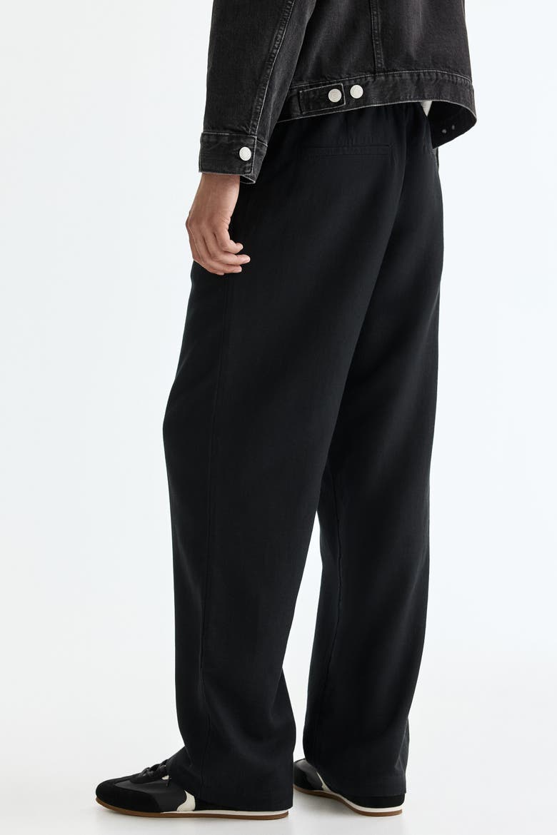 Relaxed Fit Linen-blend Trousers, Alternate, color, Black