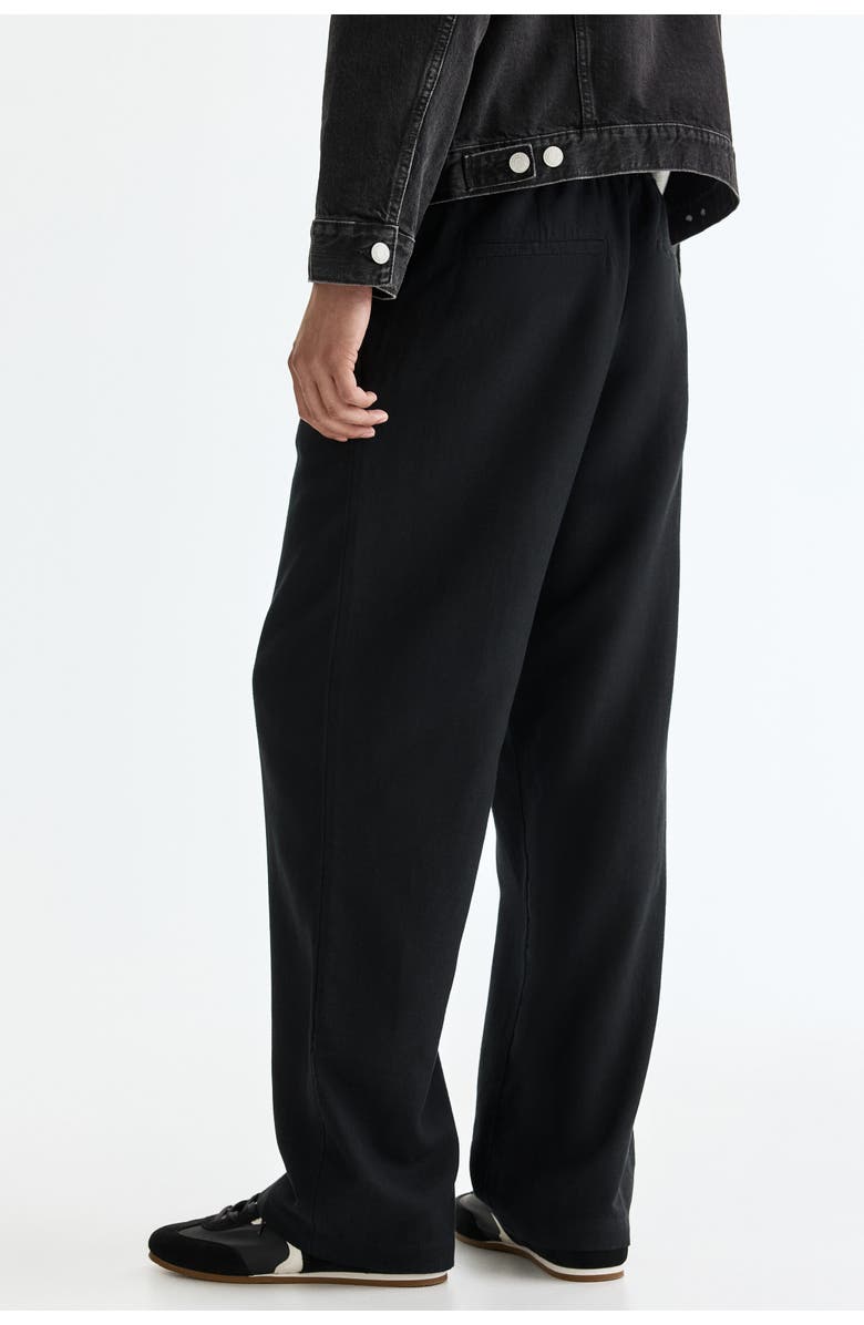 H&M Relaxed-fit linen-blend pants, Alternate, color, Black