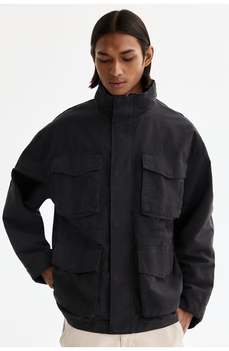 H&M Cargo Jacket, Alternate, color, Black