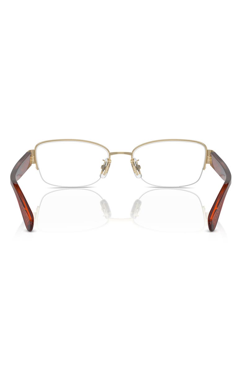 COACH 53mm Rectangular Optical Glasses, Alternate, color, Shiny Light Gold / Demo Lens