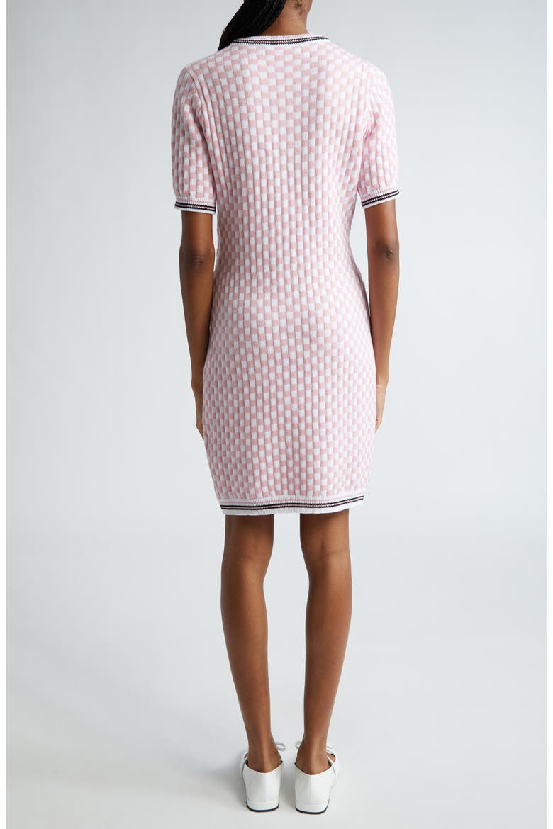Contrasto Checkerboard Jacquard Sweater Dress, Alternate, color, WHITE PALE PINK