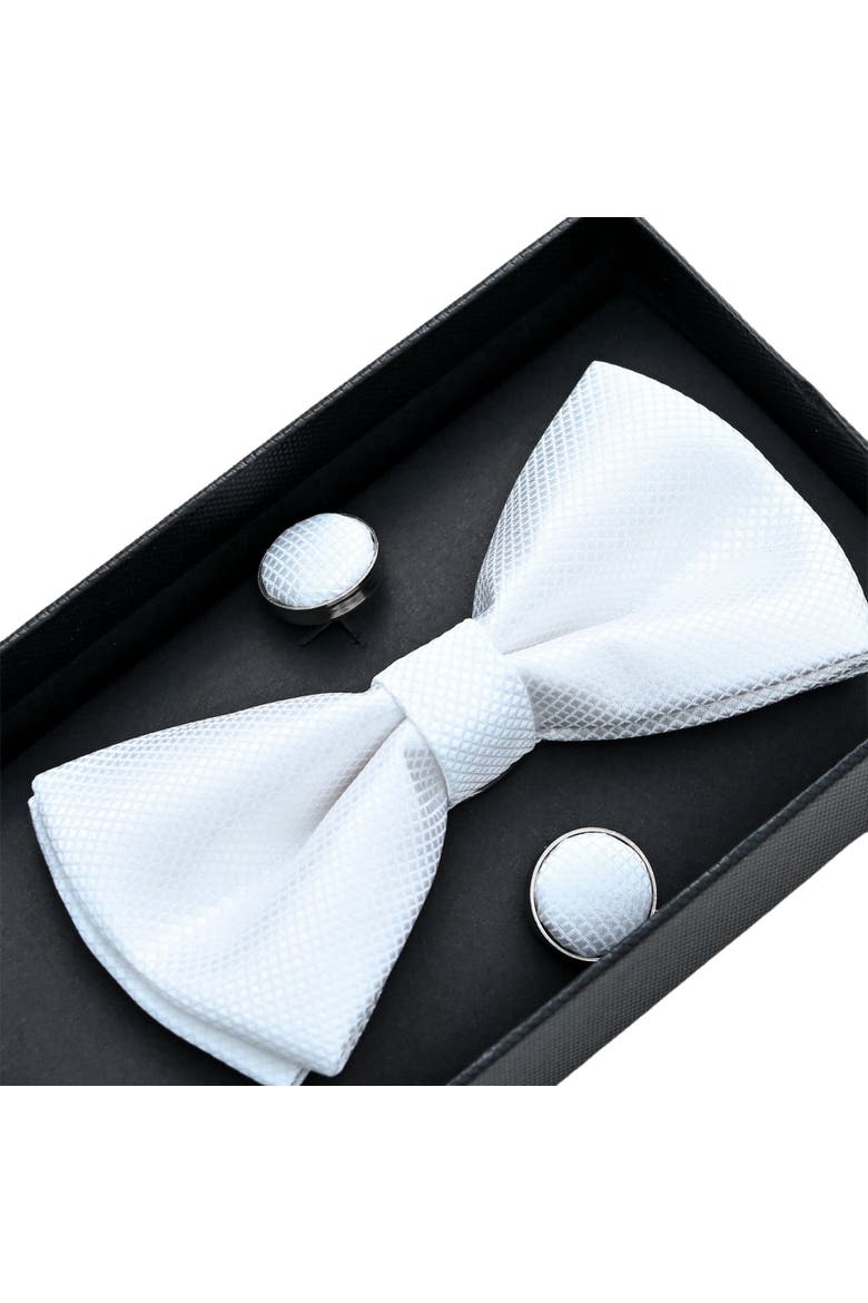 Crosshatch Bow Tie Set, Alternate, color, White