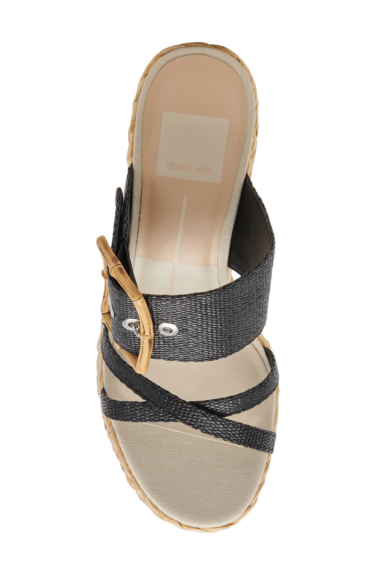 Dolce Vita Edwina Raffia Platform Slide Sandal, Alternate, color, 