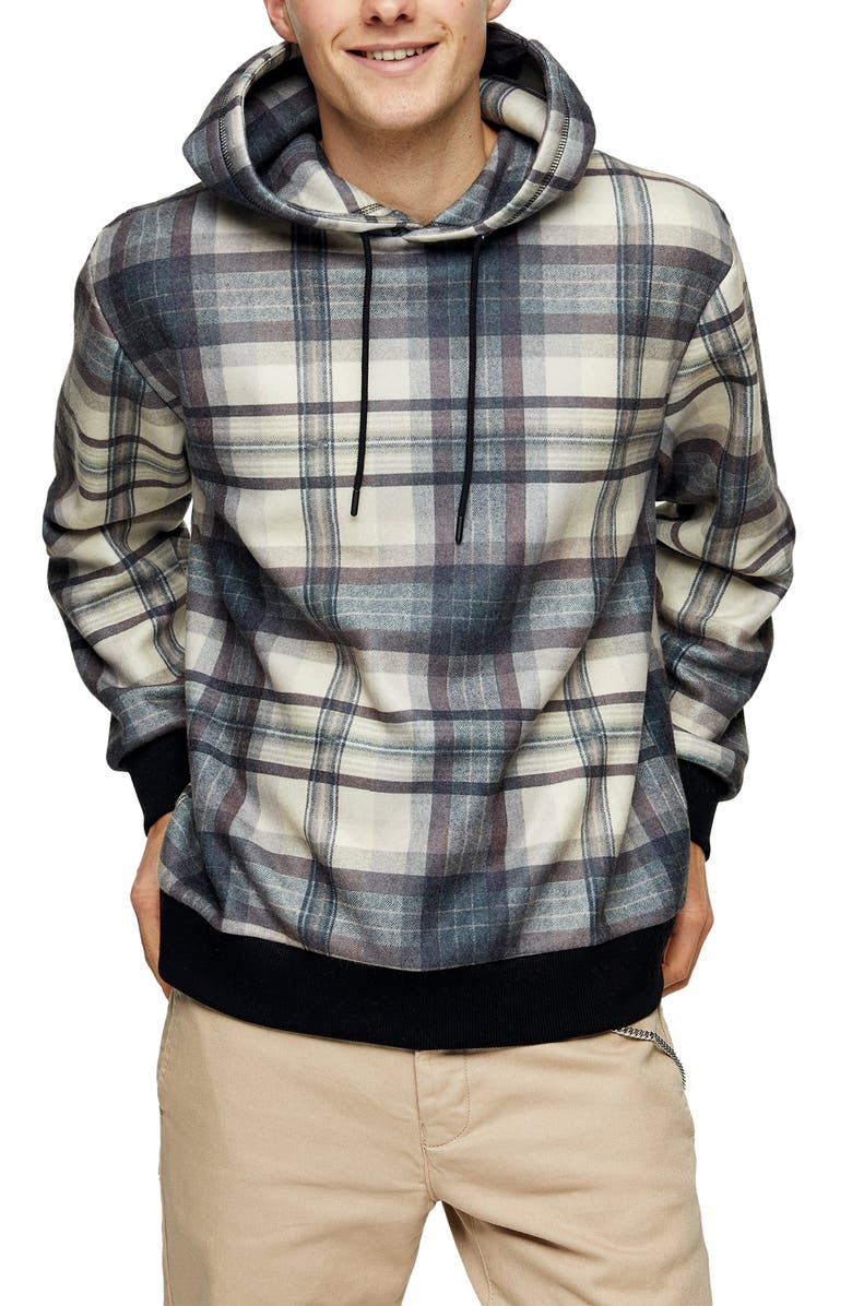 Topman Country Check Hoodie, Main, color, 