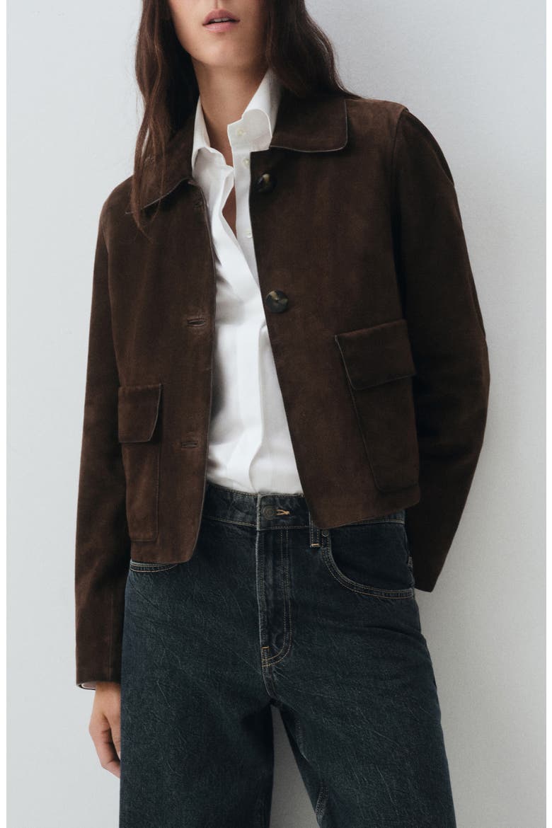 Selection Suede Button-Up Jacket, Main, color, BROWN