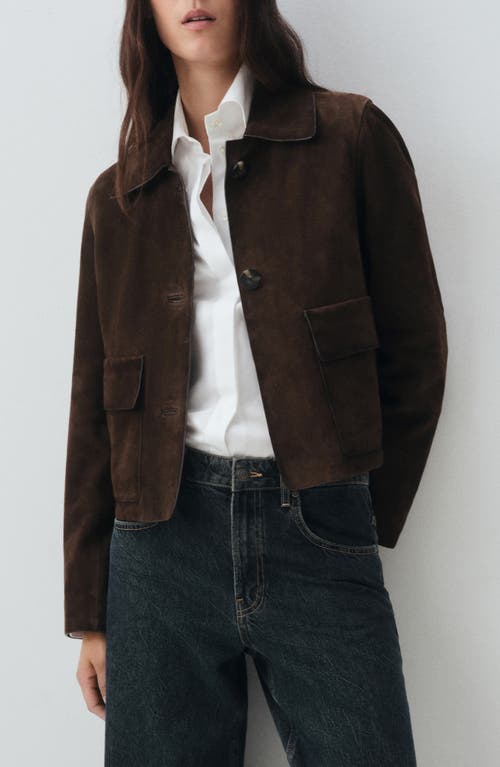 Mango Selection Suede Button-up Jacket In Brown