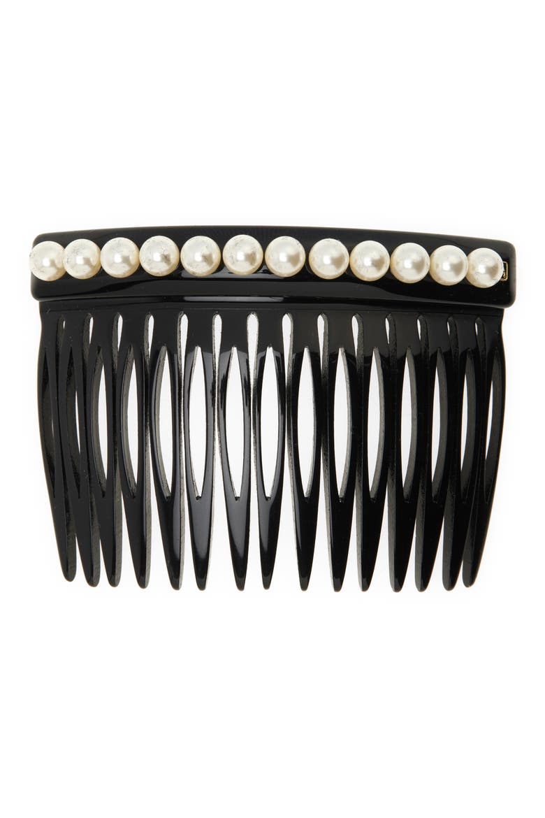 Faux Pearl Hair Comb, Main, color, BLACK